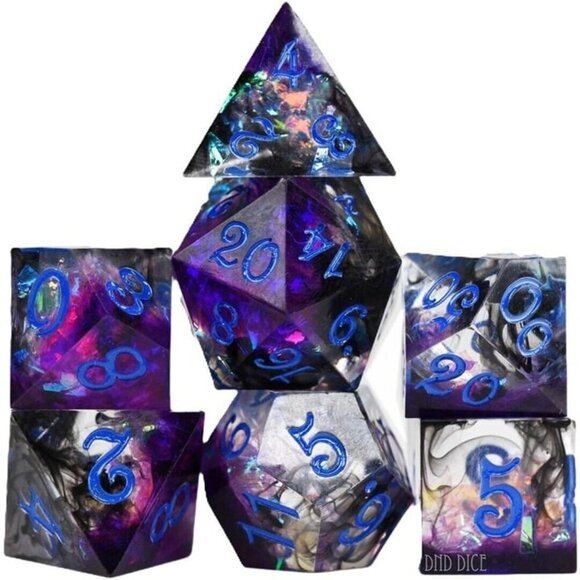 DND Dice Set‎ - Umbral Spire - 7 Handmade Resin Dice - Fantasy RPG Gaming - Picture 1 of 4